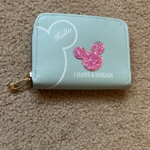 Source Unknown Mint Kids Zip Wallet with Pink Glitter Mouse